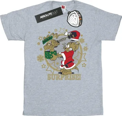 Produktbild von Tom And Jerry - "Christmas Surprise" T-Shirt für Damen BI46261 (XXL) (Grau)