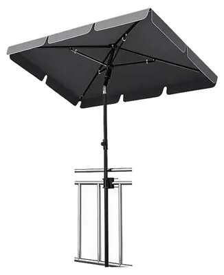 Obrázek produktu pro Obdélníkový slunečník – s externím prodloužením a sluneční clonou – ochrana proti UV záření UPF 50+ – vhodný na terasu, balkon a do zahrady – šedá barva