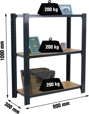 Produktbild von Simonrack Schwerlastregal OFFICLICK 3 8425437127656 anthrazit, braun 80,0 x 30,0 x 100,0 cm