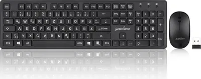 Produktbild von Perixx PERIDUO-717 DE, Tastatur und Maus Set, große Buchstaben, schnurlos, schwarz