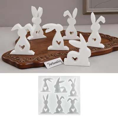 Produktbild von 6 Silikonformen für Ostern und Frühling, 3D-Silikonform eines Hasen, Silikonformen für Kerzen, Gießen, Epoxidharz