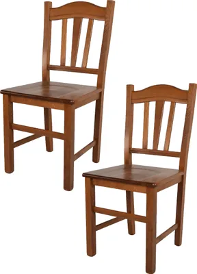 Image de t m c s Tommychairs - Lot de 2 chaises SILVANA pour la cuisine et la salle à manger, structure robuste en bois de hêtre, laquée en couleur noyer clair et assise en bois