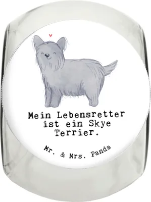 Produktbild von Mr. & Mrs. Panda Dose Skye Terrier Lebensretter L 870ml - Weiß - Geschenk, leckerlidose, glasbehälter, Vorratsbehälter, Keksdose, Bonbonglas
