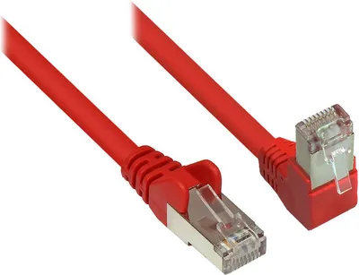 Produktbild von Patchkabel, Cat. 6, S/FTP, PiMF, 250MHz, einseitig 90° nach unten gewinkelt, rot, 20m, Good Connections