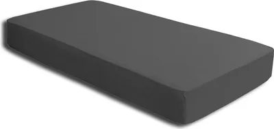 A dark gray mattress topper is shown on a white background.