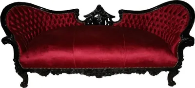 Produktbild von Casa Padrino Barock Sofa Vampire Bordeaux / Schwarz, Breite 200 cm, Höhe 82 cm, Tiefe 75 cm, Sitzhöhe 45 cm