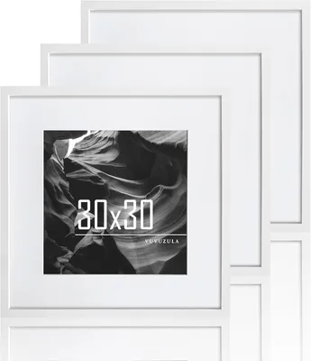 Produktbild von Bilderrahmen 30 x 30 cm, 3er Set, weißes MDF, quadratisch, für Zuhause