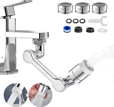 Produktbild von Drehbare Wasserhahne, 1080° drehbare Multifunktions-Wasserhahn, drehbare Wasserhahn, Sprühregler mit 2 Sprühmodi, universelle Perlenhähne für Wasserhähne, Küche/Bad