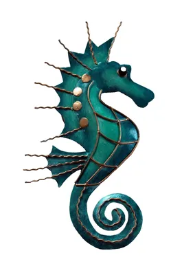 Produktbild von Wanddeko Seepferd Seepferdchen Wandbild Metall Bild Deko Skulptur Figur Fisch