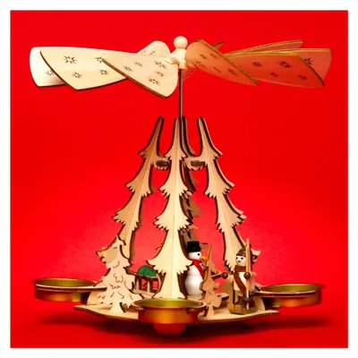 Produktbild von Holz Teelicht Weihnachtspyramide für 4 Teelichte, Höhe: 20 cm