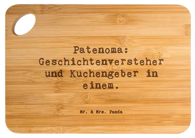 Produktbild von Mr. & Mrs. Panda Holzbrettchen Spruch Patenoma - Transparent - Geschenk, Lächeln, Patenschaft, schneidbrett, Brett, Großmutter, Familienbindung, Geschichten, Dankeschön
