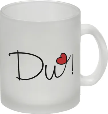 Produktbild von Du! schöner Glas Tasse als Geschenk mit Herz