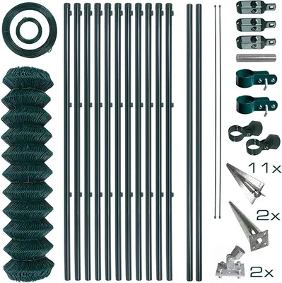 Produktbild von Maschendrahtzaun Gartenzaun Set Komplettset Zaun Gartenzaunset Zaunset Drahtzaun Maschendraht mit Einschlaghülsen (1,5 x 25 m)