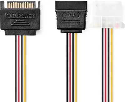 Produktbild von Nedis CCGP73555VA015, 0,15 m, SATA 15-Pin, SATA 15-pin + Molex (4-pin), Männlich, Weiblich, Gerade
