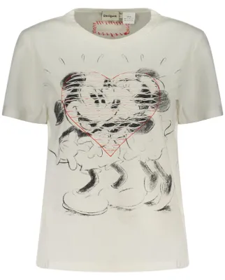 Produktbild von Weißes Damen T-Shirt Kurzarm mit Core-Mickey Print und Kontrastdetails