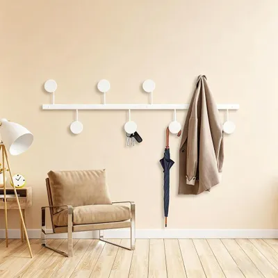Immagine prodotto di Appendiabiti da parete da 80 cm con 8 ganci - Design minimalista