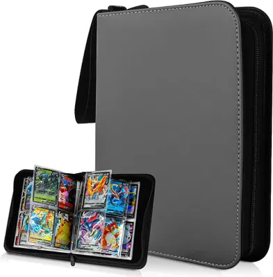 Image de Avizar, 2 classeurs Pokemon pour 400 cartes chacun avec fermeture éclair, noir