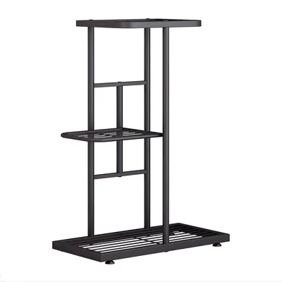 Produktbild von 3-stufiger Pflanzenständer Ecke – Blumenregal aus Metall/Holz für Innen & Außen – Balkon, Terrasse & Garten