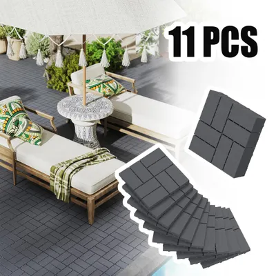 Obrázek produktu pro YARDIN PE, modulární dlaždice na terasu a balkon, vzor 2 (sada 8 dlaždic), barva antracit, rozměr 30x30 cm, vzhled dřeva, odolné povětrnostním vlivům, UV odolné, 11 kusů (1 m²)