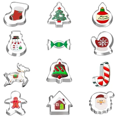 Image de Ensemble de 12 emporte-pièces en acier inoxydable pour Noël, idéal pour décorer des biscuits