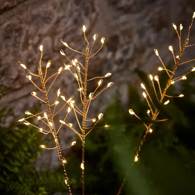 Solar-Stablampen 3er-Set, LED, Kupfer, 60 cm, IP44, Außenleuchten