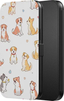 Obrázok produktu pre Smartphonica Phone Case Fits iPhone 7/8 Plus Faux Leather Bookcase Case with Magnetic Lip and Card Holder with Dog Print
