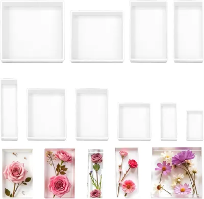Imagen del producto de Moldes de silicona rectangulares, de diferentes tamaños, 10 unidades, para resina y jabón