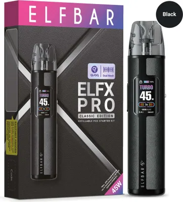 Produktbild von ELFBAR ELFX Pro Systemgerät Schwarz – Akkuträger 1200 mAh, Farbdisplay, USB-C