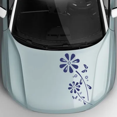 Produktbild von Aufkleber - Autoaufkleber "Margaritenblüten" 50cm x 25cm königsblau - Tuning Carystyling Heckscheibe Auto