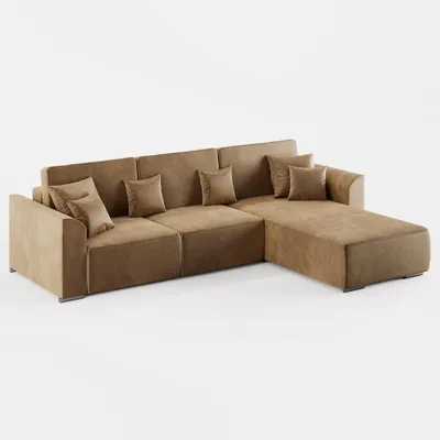 Produktbild von ECKSOFA LUMO L Rechts Beige Velours-Stoff mit Schlaffunktion und Bettkasten