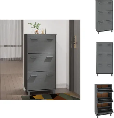 Obrázek produktu pro vidaXL Botník HAMAR tmavě šedý 59,5x35x117 cm z borovicového masivu - Botníky a skříně