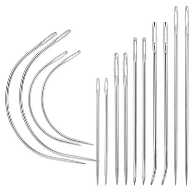 Produktbild von Ledernadel Set 14 Stück, Sattlernadeln, C-Nadeln, gerade & gebogen, Edelstahl, für Lederreparatur