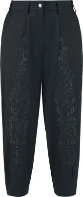 Produktbild von Gothicana by EMP Damen schwarze Stoffhose mit Stickerei und Regular Fit M