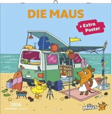Image de La souris 2026 - Calendrier brochure 30x30 cm (30x60 ouvert) - Calendrier avec espace pour notes - poster inclus - Planificateur mural - Calendrier illustré - Calendrier mural : calendrier poster