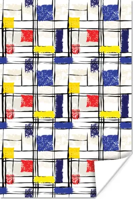 Produktbild von MuchoWow® Poster Mondrian - Gelb - Rot - Blau 120x180 cm - Kunstposter