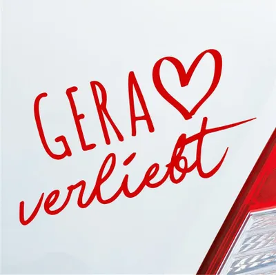 Produktbild von Auto Aufkleber Gera verliebt Herz Stadt Heimat Liebe Car 19x10 cm Rot Sticker Heckscheibenaufkleber