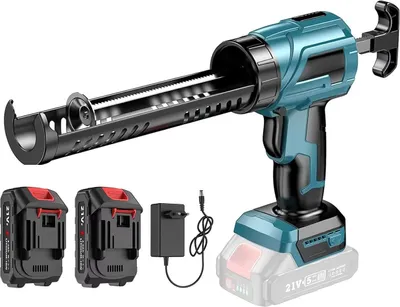 Obrázek produktu pro Akumulátorová pistole na kartuše – silikonová pistole – 2 akumulátory – 4 rychlosti – LED 450 lm – 18–20 V Li-Ion – zlatá