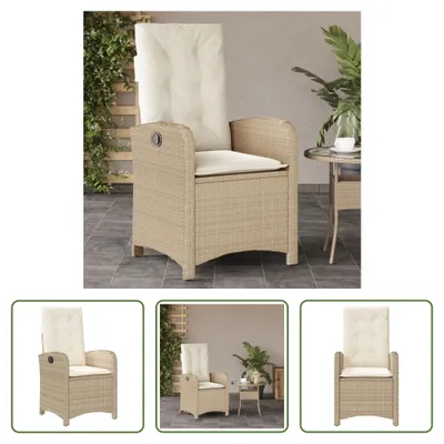 Produktbild von The Living Store Gartensessel mit Kissen Verstellbar Beige Poly Rattan