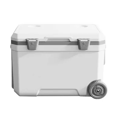 Imagen del producto de Caja aislante de 45 litros, esencial para camping y picnics: ideal para guardar alimentos, bebidas frías y para usar en barbacoas. Color: blanco