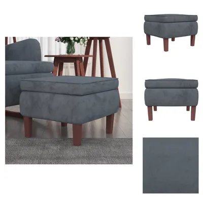 Image de vidaXL Tabouret avec pieds en bois gris foncé velours - Chaises pliantes & tabourets