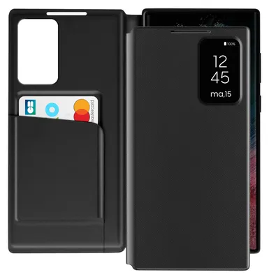 Image de Avizar, étui à fenêtre pour Samsung Galaxy S22 Ultra avec rabat pour carte, noir