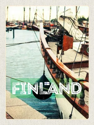 Produktbild von vianmo Holzschild 40x30 cm Finnland Wasser Meer Schiff Bildmotiv Reisemotiv Europa