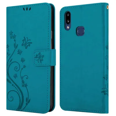 Image de Cadorabo Housse pour Samsung Galaxy A10s / M01s Housse de protection en bleu Housse pour portable Etui Case Fleurs Flower