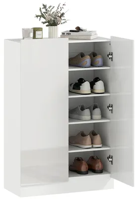 Produktbild von 5-stufiger Schuhschrank für 20 Paar Schuhe, verstellbare Regale, für Eingangsbereich, Flur, Weiß
