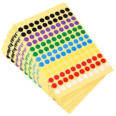 Immagine prodotto di TRANKIELO® - 20 fogli di etichette adesive a punta - etichette per codifica a colori - 8 mm, 7 colori, 2600 punti