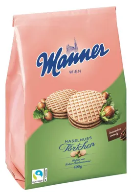 Obrázek produktu pro Manner Törtchen lískooříšková oplatka s kakaovým krémem z lískových oříšků 400g