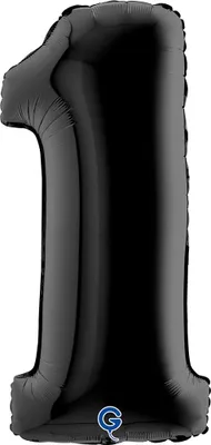 Produktbild von Riesenzahl Folienballon 40"/102cm | Schwarz Zahl: 1