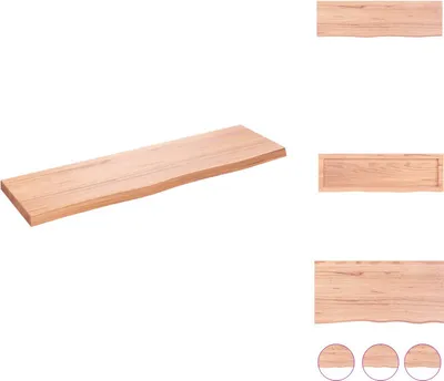 Immagine prodotto di vidaXL Mensola a muro marrone chiaro 100x30x(2-4) cm in legno massiccio trattato con rovere - Mensole a muro