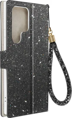 Zdjęcie produktu dla Etui Avizar, brokatowe, typu "disco", z funkcją podstawki, do telefonu Samsung Galaxy S23 Ultra, kolor czarny