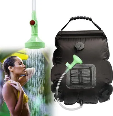 Produktbild von Unyqoos® Solardusche 20 L – Camping- & Outdoordusche, Warmwasserdusche mit Duschkopf und Ein-/Aus-Schalter, faltbarer PVC-Wassersack für Wohnmobil & Wandern
